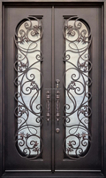 Porte d'entrée simple en fer forgé moderne, cadre en acier, porte extérieure, usage résidentiel et commercial