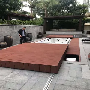Plastic Wood Decoration Stainless Steel Automatic Deck Swimming Pool Cover