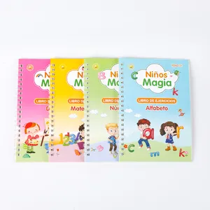 4 PCSスペイン語の魔法の本子供教育ノートブック子供教育学習本安い