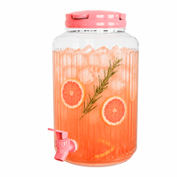 Distributeur de boissons en plastique bleu marine de 4,4 L (1 gallon) avec robinet, transparent, idéal pour les fêtes, la limonade et les jus d'été