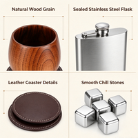 Ensemble de tasses en bois de chêne, tasses à whisky en bois, tasses à bière en bois, tasse à whisky réutilisable, coffret cadeau pour bar à domicile, fête ou soirée