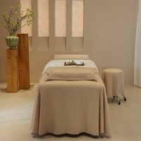Ensemble de draps de massage en coton kaki de qualité supérieure, 4 pièces, ultra-légers, résistants aux taches et aux plis