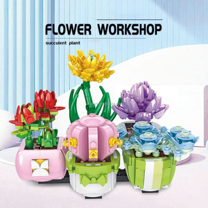 Nueva flor Mini plantas en maceta suculentas construcción Cactus bonsái árbol jardines bloques de construcción modelo ladrillos niños Diy juguete regalos - Product Image 4