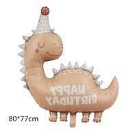 Balon Foil Dinosaurus Mahkota Merah Muda Balon Mylar Berbentuk Dinosaurus Putri untuk Pesta Ulang Tahun Anak Perempuan dan Baby Shower