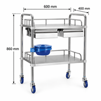 Chariot à instruments dentaires en acier inoxydable pour le rangement des outils et équipements de procédure clinique