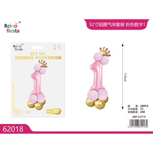 32 pollici rosa numero 1 a forma di corona di alluminio palloncini stampati decorazione di nozze per le celebrazioni - Product Image 1