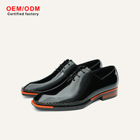 Chaussures Oxford habillées à lacets pour hommes, personnalisées OEM, à bout pointu – Confortables, rehaussantes, motif uni, pour le printemps, mariage et bureau
