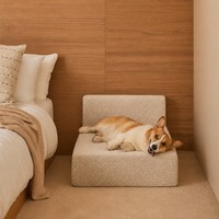 Canapé-lit en peluche pour chiens et chats, lit pour chien en bouclette avec coussin assorti, canapé confortable pour animaux de compagnie S-M-L lavable