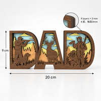 Décoration en bois découpée au laser à 4 couches avec inscription « DAD », thème chasse, pour la fête des Pères, à poser sur table ou étagère, décoration intérieure