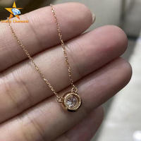 Collier Pendentif Minimaliste Personnalisé en Or Jaune/Blanc/Rose 18 carats avec Breloque Bulle, Diamant de Laboratoire Taille Brillant Certifié IGI pour Femme