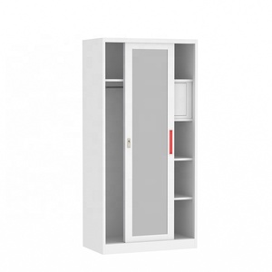 Armoire coulissante à 2 portes, meuble de rangement pour chambre à coucher, armoire de 500 mm de profondeur avec miroir - Product Image 1