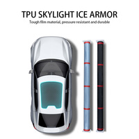 Film de protection panoramique pour toit de voiture en TPU bleu clair et noir 7,5 mil, isolation thermique et protection UV, auto-réparateur des rayures