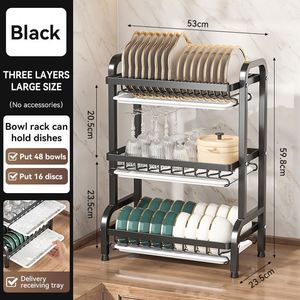 Space Saving 3 Tier Waterproof Metal Dish <b>Rack</b> Removable Design Easy to Clean Organizer for Small Apartment Kitchen Countertop - Product Image 4
