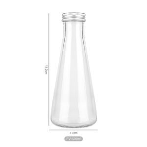 Botella de bebida de leche de café de vidrio de 300ml de forma cónica vacía con tapa de aluminio - Product Image 5