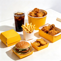 Pochettes personnalisées de haute qualité pour hamburgers et poulet frit, en carton alimentaire biodégradable et pliable, avec logo, respectueuses de l'environnement