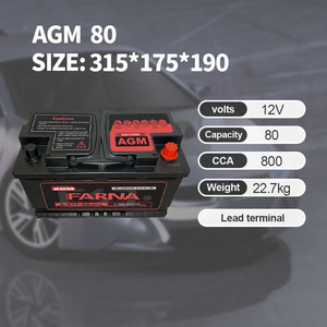 Baterías automáticas <span class=keywords><strong>Start</strong></span> <span class=keywords><strong>Stop</strong></span> de alta calidad AGM 12V <span class=keywords><strong>80AH</strong></span> 6-QTF-80 <span class=keywords><strong>80AH</strong></span> batería de coche sin mantenimiento - Product Image 2