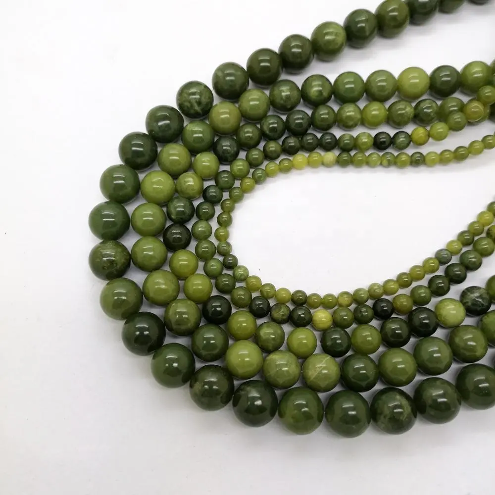 Natural New Canada Green Jade Loose Beads Gemstone Jewelry Making Factory Wholesale Hot Selling Polished Nephrite Jade Beaded