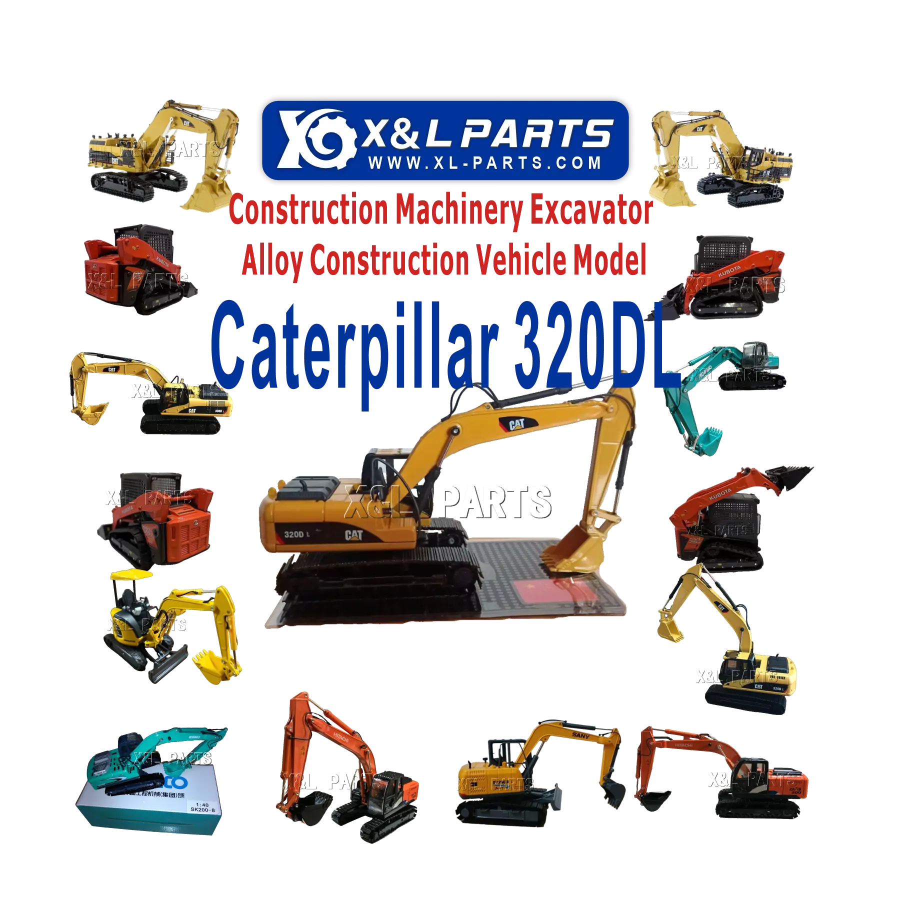 İnşaat makineleri X & L parçaları alaşım iş makinesi modelleri Caterpillar 320DL 1:50 alaşım inşaat araç modeli için