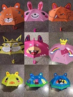 Payung Anak Ringan LS Motif Kartun Hewan 3D dengan Gagang Logam Pembuka Semi-Otomatis untuk Anak-Anak