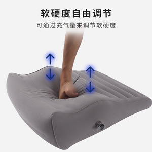 Inflatable Lumbar Support Pillow Light Gray Rectangle Portable For Office Car Travel Massage Cushion - Product Image 4