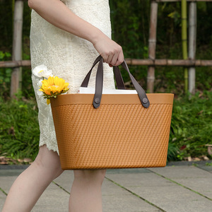 Korean Style Plastic Storage Basket Rectangle 20-35L Eco Friendly Shopping Carry Outdoor Picnic Use - Product Image 1