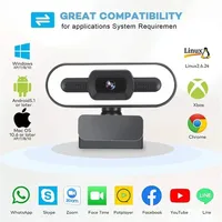 Portable 1080P 2K 4K Webcam PC Portable Auto Focus Webcam Live Streaming Flexible avec Microphone Diffusion en direct avec lumière