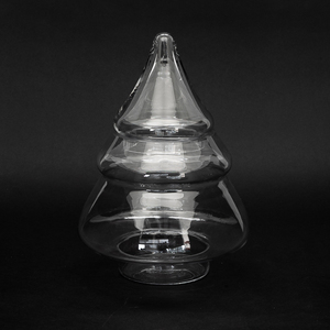 Unique <strong>Christmas</strong> <strong>Tree</strong> Shape Clear Glass Candy Display Apothecary <strong>Jars</strong> with Glass Lid - Product Image 1