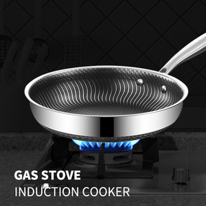 Meisite Factory Wholesale Poêle à frire antiadhésive en acier inoxydable, Poêle en acier triple couche, Ustensiles de cuisine, Poêles à frire en inox, Sartenes - Product Image 1