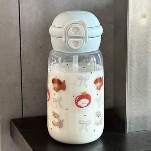 Bouteille d'eau portable double grande capacité pour enfants, motif dessin animé mignon, style frais, écologique, en plastique, thème High Beauty Planet - Product Image 3