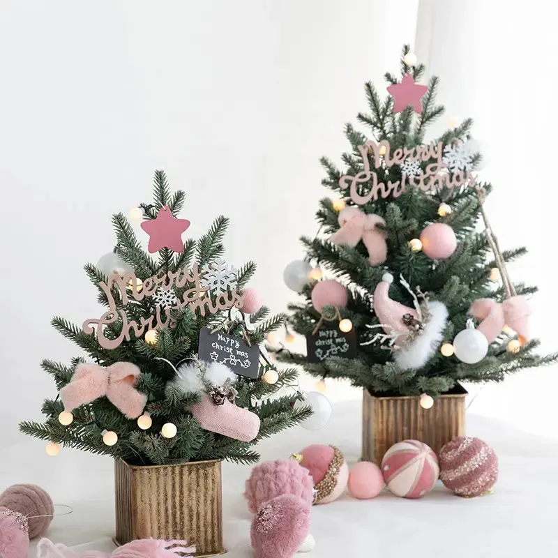 Vente chaude Joyeux Noël PVC Artificielle Rose Sapin de Noël pour Bureau Scène Disposition Décoration