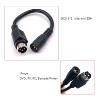 4-Pin Mini-DIN auf DC-Buchse 5,5x2,1mm Stromverlängerungskabel für Kamera DVD TV PC Barcode-Drucker