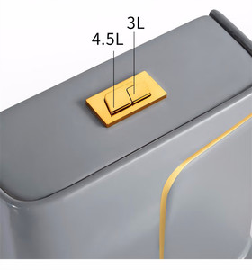 โถสุขภัณฑ์เซรามิกสีเทาแบบประหยัดน้ำ KD-19CTB ผลิตด้วยมือที่เฉาโจว สำหรับตั้งพื้น ใช้ในโรงแรม พร้อมลายเส้นสีทอง - Product Image 3