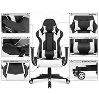 Chaise de bureau ergonomique en cuir à dossier haut, pivotante et réglable, pour ordinateur, gaming et usage professionnel