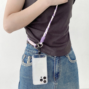 Phổ Crossbody điện thoại dây buộc với vá đầy màu sắc nylon bện chuỗi chống mất điện thoại di động Dây đeo chủ điện thoại dây buộc - Product Image 1