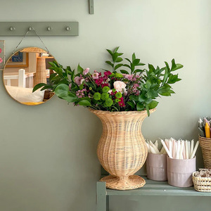 Jarrón tejido de ratán, cesta decorativa para arreglos florales, adorno para el hogar, sala de estar, estilo sencillo de alta gama My4061 - Product Image 1
