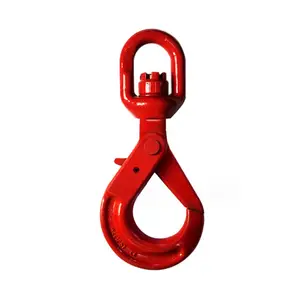 G80 European Safety Self-locking Hook Rotary Safety Hook Alloy Steel Angle Eye Type Lifting Cargo Hook Rigging