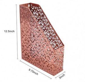 Rose Gold Metal Magazine <b>File</b> Holder Paper Book Storage Office Desk <b>Organizer</b> - Product Image 2