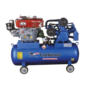 TIANBAO TB-1.0/15 DIE 10HP/7.5KW 90*3MM 730r/min 900L/min 8BAR 115PSI 300L Motor Diesel Belt Drive Máquina De Compressor De Ar Preço