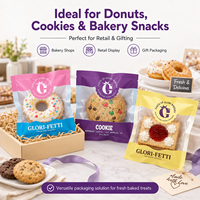 Sacs d'emballage individuels pour biscuits et donuts en plastique laminé de qualité alimentaire, transparents, thermoscellables, avec impression personnalisée