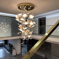 Suspension florale en verre de style nordique pour plafond, loft, hôtel, villa, hall d'entrée ou escalier, décoration de mariage, avec hauteur réglable