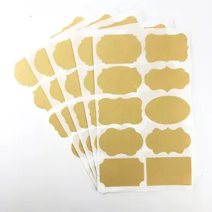 모양 사용자 정의 갈색 복고풍 크래프트 종이 스티커 인쇄 접착 포장 라벨 크래프트 종이 씰링 스티커 Tags