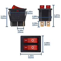 Interrupteur à bascule KCD4 DPST 6 broches 16A 250V pour cafetière, aspirateur, lave-linge