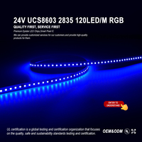 Bande de pixels LED RGB 120 LED 24V ultra-mince haute densité, programmable, double date, UCS8603 65536, gris, 8.0KHZ, numérique 16 bits