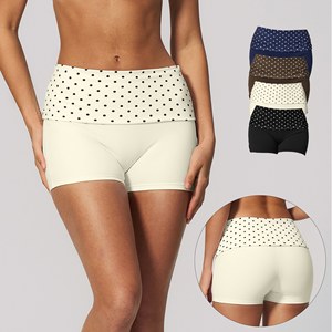 Pantaloncini Yoga a Vita Alta con Stampa a Pois e Righe da Donna, Contenitivi e Elasticizzati, con Vita Pieghevole, Ideali per Allenamento e Ciclismo - Product Image 1