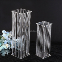 Centre de table moderne en acrylique transparent de 60 cm, avec fleurs, alimenté par piles LED, décoration de table de mariage, support à fleurs