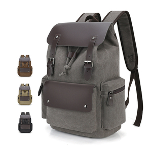 Wholesale Large Capacity Vintage Unisex <strong>Canvas</strong> School Bags <strong>Backpacks</strong> <strong>Custom</strong> Retro Outdoor Fashion Drawstring Student <strong>Backpack</strong> - Product Image 1