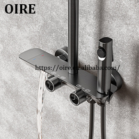 Ensemble de douche mural moderne en laiton brossé gris anthracite avec mitigeur eau chaude et froide à double poignée pour la vente en gros