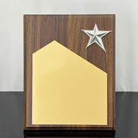 Plaque de récompense en bois avec étoile métallique dorée 3D, plaque dorée vierge pour logo personnalisé, texte, reconnaissance d'entreprise, événement sportif, souvenir