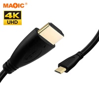 Câble Micro HDMI vers HDMI 4k 60Hz Adaptateur HDMI 2.0 plaqué or pour projecteur caméra tablette