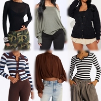 Lots en Gros Mixtes de Vêtements d'Occasion pour Femmes : Hauts d'Automne et d'Hiver, Cardigans Tricotés à Manches Longues et Chemises – Stock Direct Usine